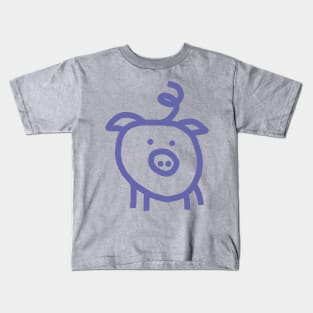 Very Peri Periwinkle Blue Line Animals Cute Pig Color of the Year 2022 Kids T-Shirt